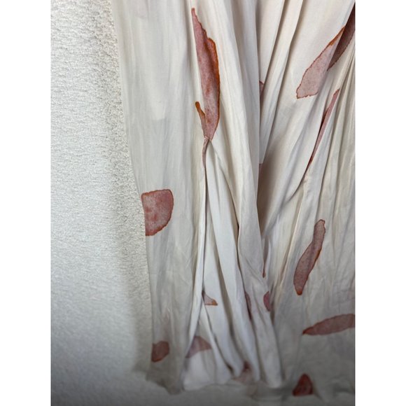 Here Now Sleeveless Spaghetti Strap Maxi Dress Cream Coral Leaf Size Small - Picture 8 of 8